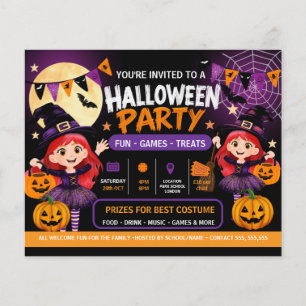 Halloweenfest för barn inbjudan   Söt och spöklik  Flygblad