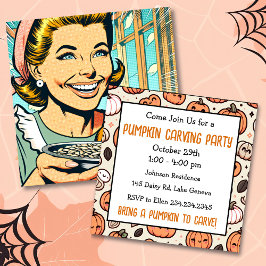 Halloweenfest för pumpa carvning inbjudningar