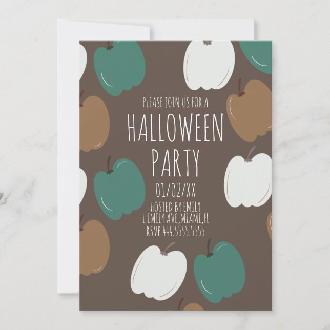 Halloweenfest Fyllda Höstpumpor Jordtoner Inbjudningar (Framsida)