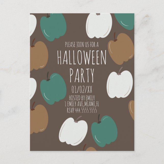 Halloweenfest Fyllda Höstpumpor Jordtonsfärg Postk Vykort (Framsida)