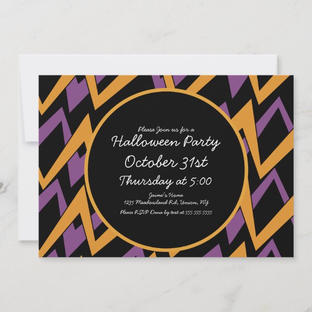 Halloweenfest Geometrisk Sicksack Inbjudningar (Framsida)