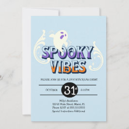 Halloweenfest Ghost Spöklig Födelsedag Blå Inbjudningar