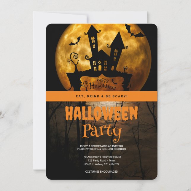 Halloweenfest Gothic måne Inbjudningar (Framsida)