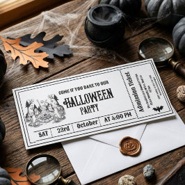 Halloweenfest Gothic Skelett Biljett Inbjudningar