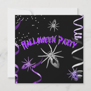 Halloweenfest Gothic spindel lila svart Inbjudningar