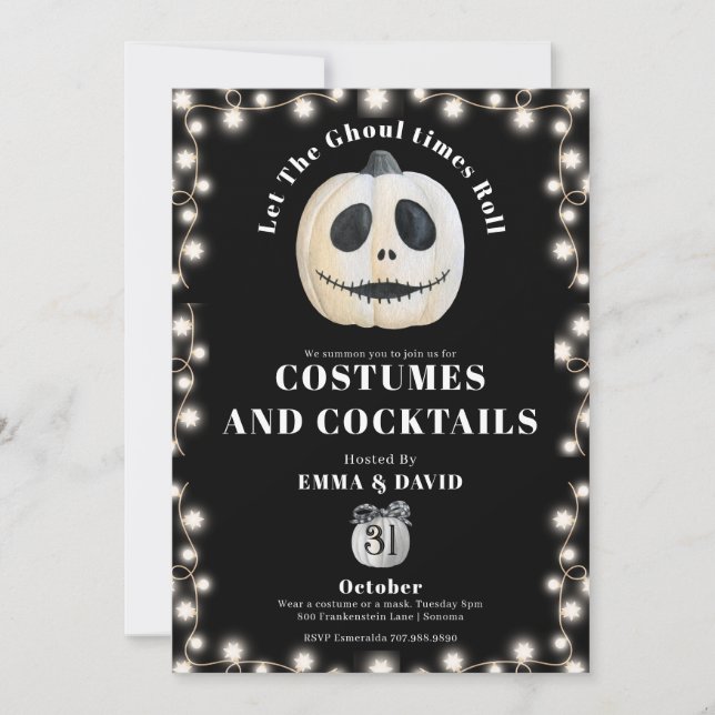 Halloweenfest Gotisk Pumpaljus Inbjudningar (Framsida)