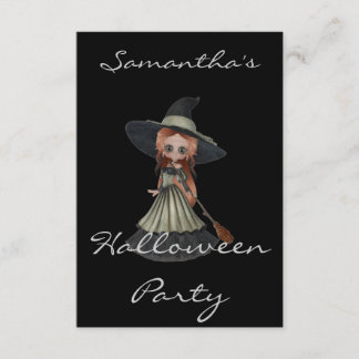 "Halloweenfest" - Häxa med rött hår Inbjudningar