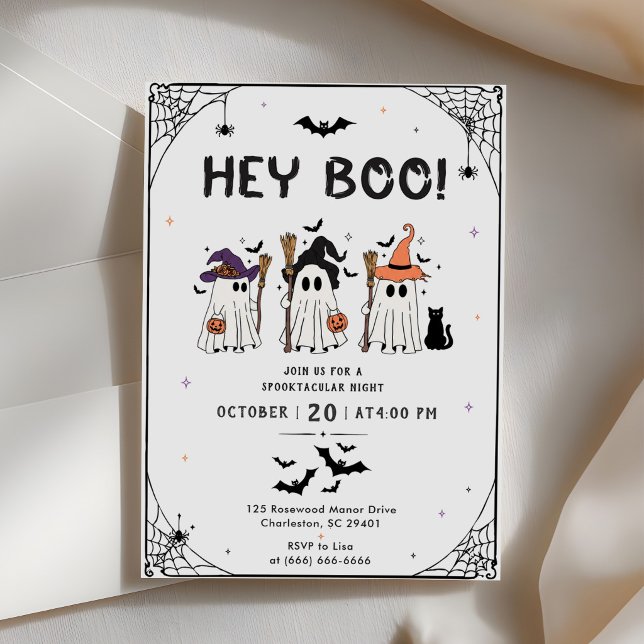 Halloweenfest Hey Boo  Inbjudningar (Skapare uppladdad)
