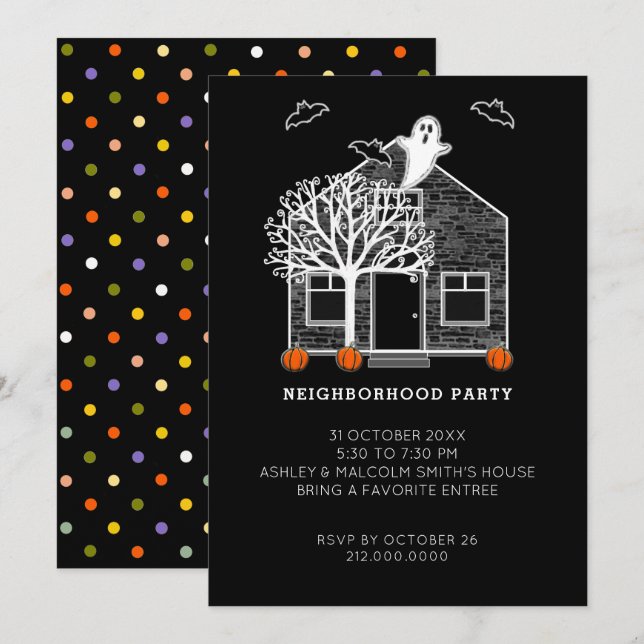 Halloweenfest i Grannskapet Inbjudningar (Fram/baksida)