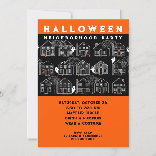 Halloweenfest i grannskapet inbjudningar (Framsida)