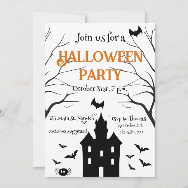 Halloweenfest i spökhus inbjudningar (Framsida)