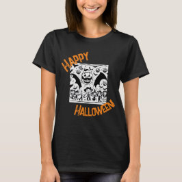 Halloweenfest i svart och vitt t shirt