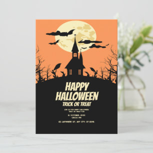 Halloweenfest Inbjudan, Barn Ryslig Natt Inbjudningar