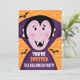 Halloweenfest Inbjudan Dracula Vampyr Barn Söt