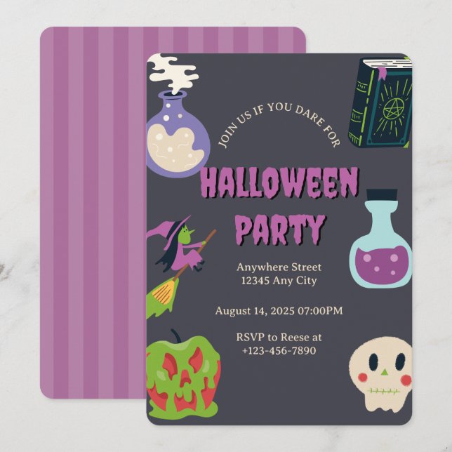 Halloweenfest-inbjudan Inbjudningar (Fram/baksida)