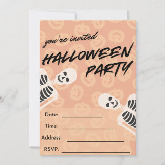 Halloweenfest Inbjudan - Kusliga Skelett