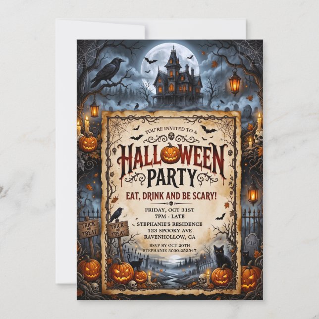 Halloweenfest  inbjudningar (Framsida)