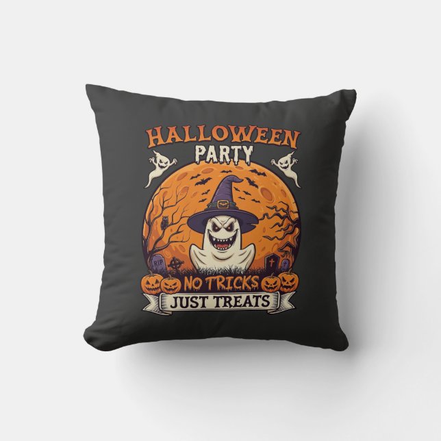 Halloweenfest Inga Bus Unga Gods Månad Spöke P Kudde (Framsida)