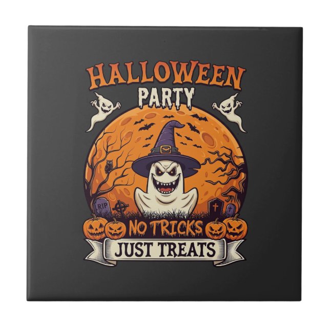 Halloweenfest Inga Bus Unga Gods Spök Mån P Kakelplatta (Framsidan)