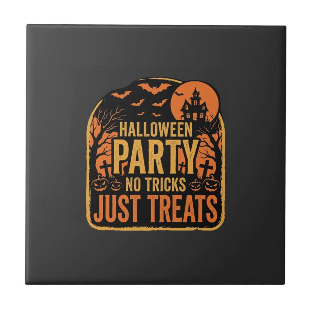 Halloweenfest Inga Bus Ungefär Godis Design_1 Kakelplatta (Framsidan)