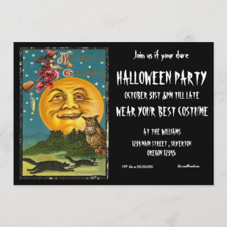 Halloweenfest Invitation Vintage Häxa Inbjudningar
