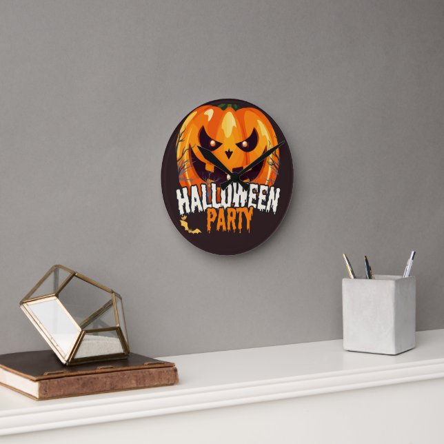 Halloweenfest – Jack-o'-lantern-design Rund Klocka (Kontor)