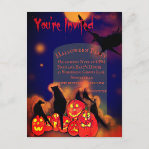 Halloweenfest Ljuskålskransar Korpar Katt Fullmåne Vykort