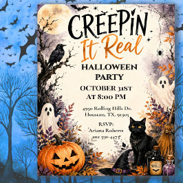 Halloweenfest med Creepin' It Real Inbjudningar
