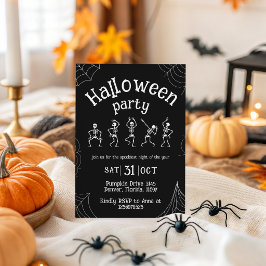Halloweenfest med dansande skelett inbjudan