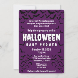 Halloweenfest med fladdermus-tema Baby Shower Inbjudningar