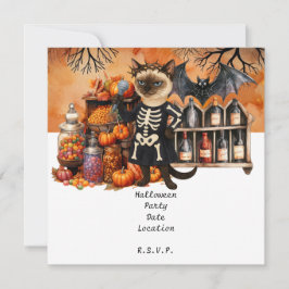 Halloweenfest med katter och tårtor inbjudningar