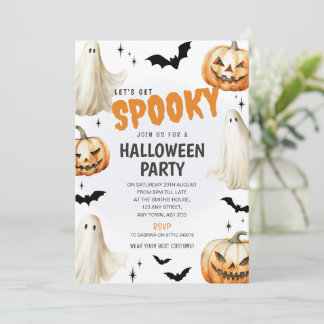 Halloweenfest med klädtema spöken inbjudan