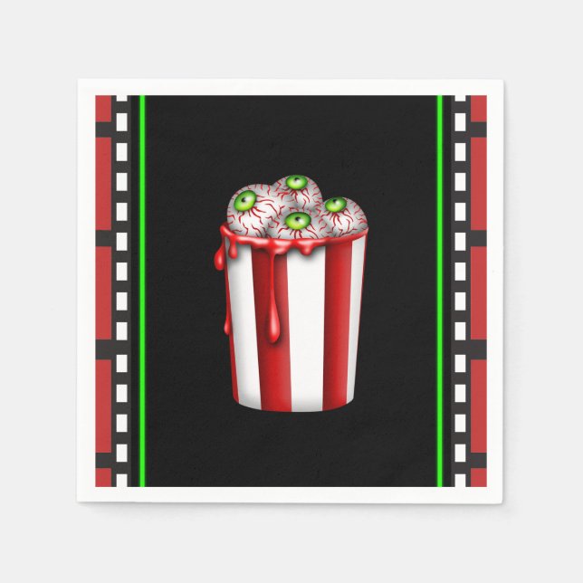 Halloweenfest med popcornformade ögon - skräcknatt pappersservett (Framsidan)