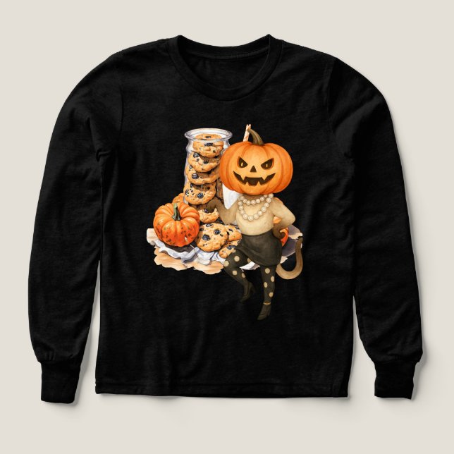 Halloweenfest med siamesisk katt och pumpa t shirt (Design framsida)