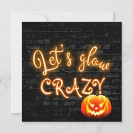 Halloweenfest Neon skylt med Jack-o-lantern  Inbjudningar