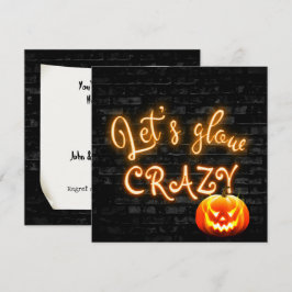 Halloweenfest Neon skylt med Jack-o-lantern Inbjudningar
