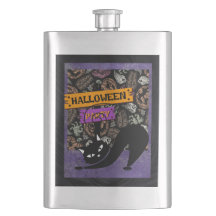 Halloweenfest och svart katt