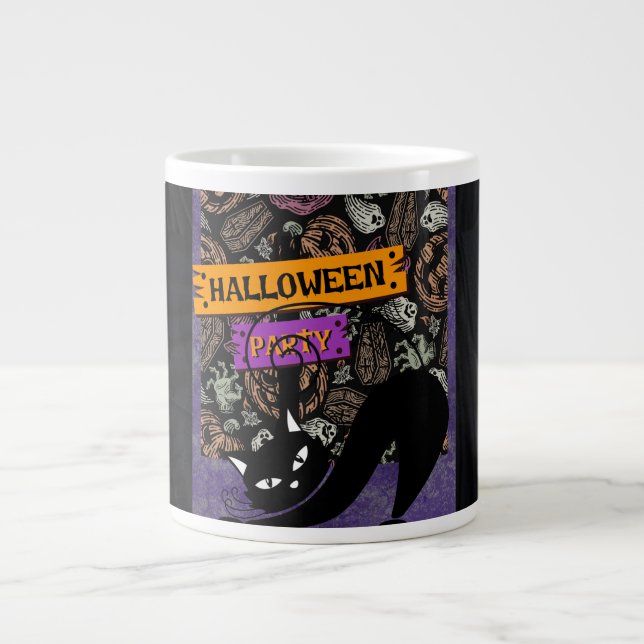 Halloweenfest och svart katt jumbo mugg (Framsidan)