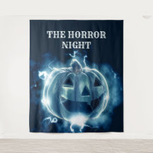 Halloweenfest Ond Blå Pumpa Skräck Rädsla