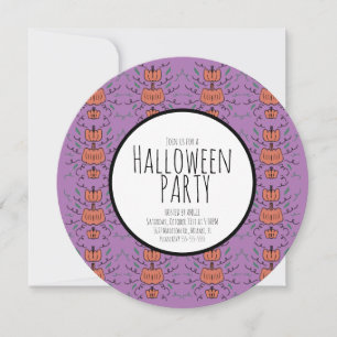 Halloweenfest Pumpkinprydnader Lila Inbjudningar