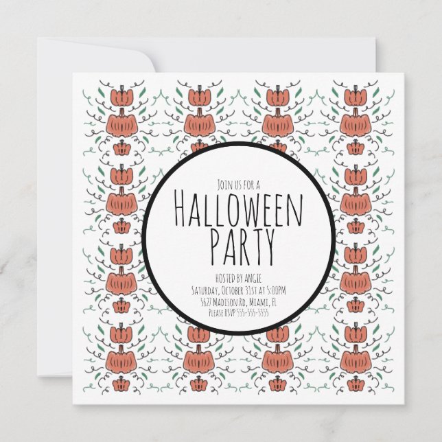 Halloweenfest Pyssel med pumpor Inbjudningar (Framsida)