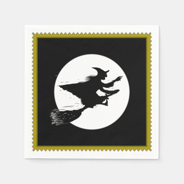 Halloweenfest Rolig Häxa Pappersservett (Framsidan)