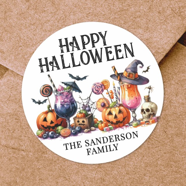 Halloweenfest Runt Klistermärke (Halloween Party Classic Round Sticker)