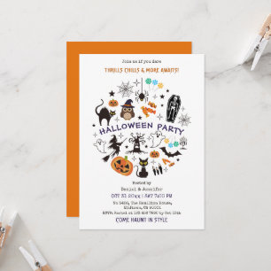 Halloweenfest Skeletonsymboler Skräckfylld Vuxen A Inbjudningar
