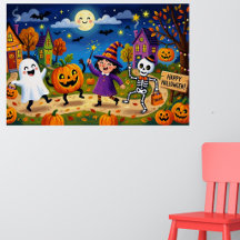 Halloweenfest - Söt illustration & Silver barn