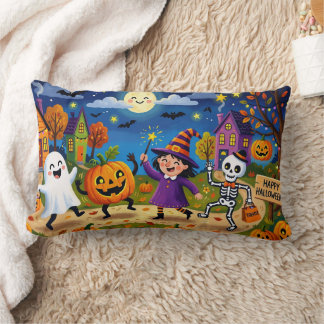 Halloweenfest - Söt illustration & Silver Kids Lumbarkudde