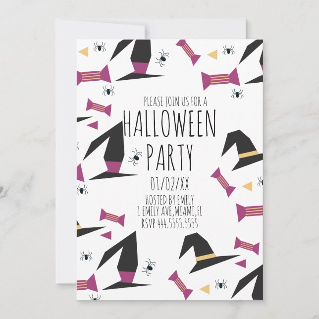 Halloweenfest Spindel Häxa Hatt Godis  (Framsida)