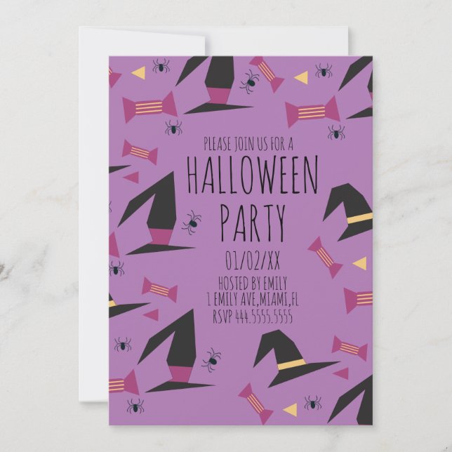 Halloweenfest Spindel Häxa Hatt Godis  (Framsida)