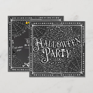Halloweenfest Spindelnät & Ben Svart Vitt Inbjudningar