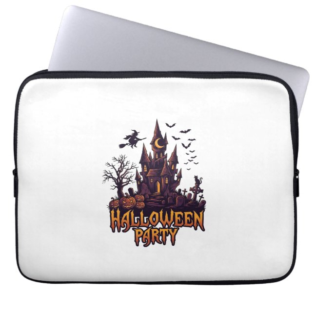 Halloweenfest Spök Slott Pumpa Fladdermöss Laptop Fodral (Framsidan)